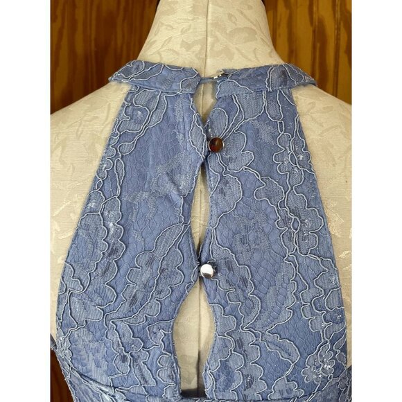 Francesca's Floral Lace Shift Mini Dress Sleeveless Keyhole Fully Lined S - Picture 6 of 11